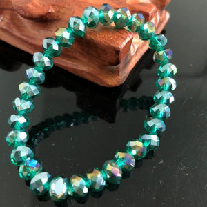Handmade Women's 8mm 10mm Rhinestone Glass Crystal Beaded Round Beads Stretch Bracelet Femme Bangle Bracelets Girl Wrap Jewelry