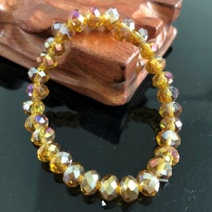 Handmade Women's 8mm 10mm Rhinestone Glass Crystal Beaded Round Beads Stretch Bracelet Femme Bangle Bracelets Girl Wrap Jewelry