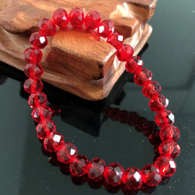 Handmade Women's 8mm 10mm Rhinestone Glass Crystal Beaded Round Beads Stretch Bracelet Femme Bangle Bracelets Girl Wrap Jewelry