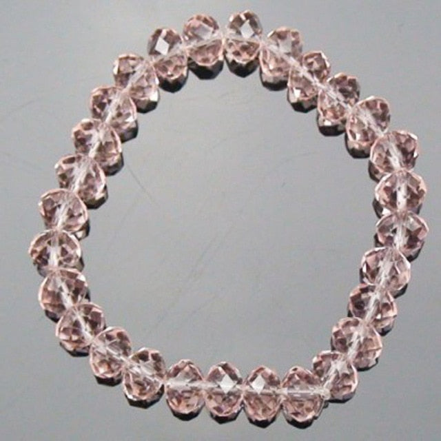 Handmade Women's 8mm 10mm Rhinestone Glass Crystal Beaded Round Beads Stretch Bracelet Femme Bangle Bracelets Girl Wrap Jewelry