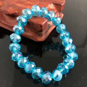 Handmade Women's 8mm 10mm Rhinestone Glass Crystal Beaded Round Beads Stretch Bracelet Femme Bangle Bracelets Girl Wrap Jewelry