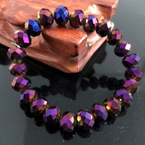 Handmade Women's 8mm 10mm Rhinestone Glass Crystal Beaded Round Beads Stretch Bracelet Femme Bangle Bracelets Girl Wrap Jewelry