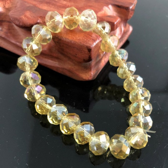 Handmade Women's 8mm 10mm Rhinestone Glass Crystal Beaded Round Beads Stretch Bracelet Femme Bangle Bracelets Girl Wrap Jewelry