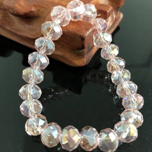 Handmade Women's 8mm 10mm Rhinestone Glass Crystal Beaded Round Beads Stretch Bracelet Femme Bangle Bracelets Girl Wrap Jewelry