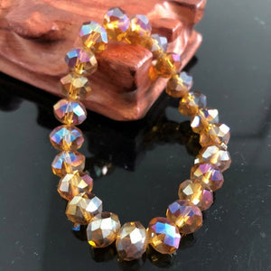 Handmade Women's 8mm 10mm Rhinestone Glass Crystal Beaded Round Beads Stretch Bracelet Femme Bangle Bracelets Girl Wrap Jewelry