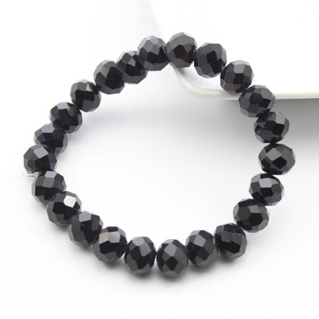 Handmade Women's 8mm 10mm Rhinestone Glass Crystal Beaded Round Beads Stretch Bracelet Femme Bangle Bracelets Girl Wrap Jewelry