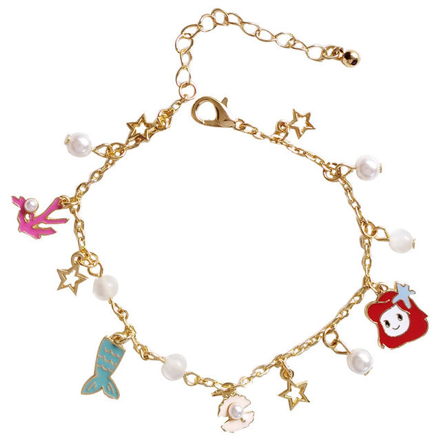 Korean Cute Cinderella Alice Mermaid Snow White Bracelets for Women Sweet Dream Girl Fairytale Loli Bracelet Jewelry Accessories