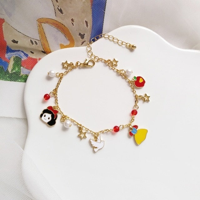 Korean Cute Cinderella Alice Mermaid Snow White Bracelets for Women Sweet Dream Girl Fairytale Loli Bracelet Jewelry Accessories
