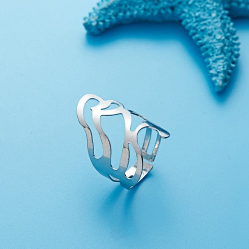 Rinhoo Adjustable Open Size Flower Heart Ring Stainless Steel Finger Ring Ladies Party Jewelry Rings