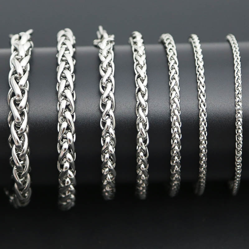 Fashion Chain 316L Stainless Steel Bracelet 3mm 4mm 5mm 6mm 7mm Lanterns Necklace Bracelet For Women Men Girl Boy