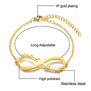 Infinite Bracelets Fashion Custom Bracelets Jewelry For Women Girl 2 Names BestGift Party Stainless Steel Cursive Bracelets Gift