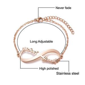 Infinite Bracelets Fashion Custom Bracelets Jewelry For Women Girl 2 Names BestGift Party Stainless Steel Cursive Bracelets Gift