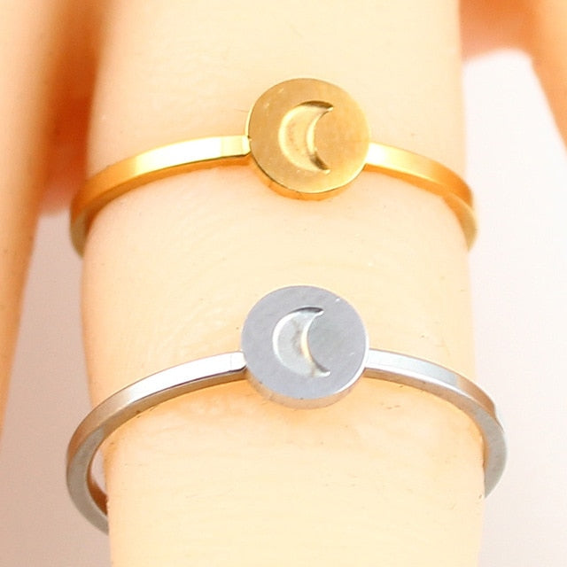 heart letter ring stainless steel jewelry ringen for accessories silver gold finger ring set  jewellery female