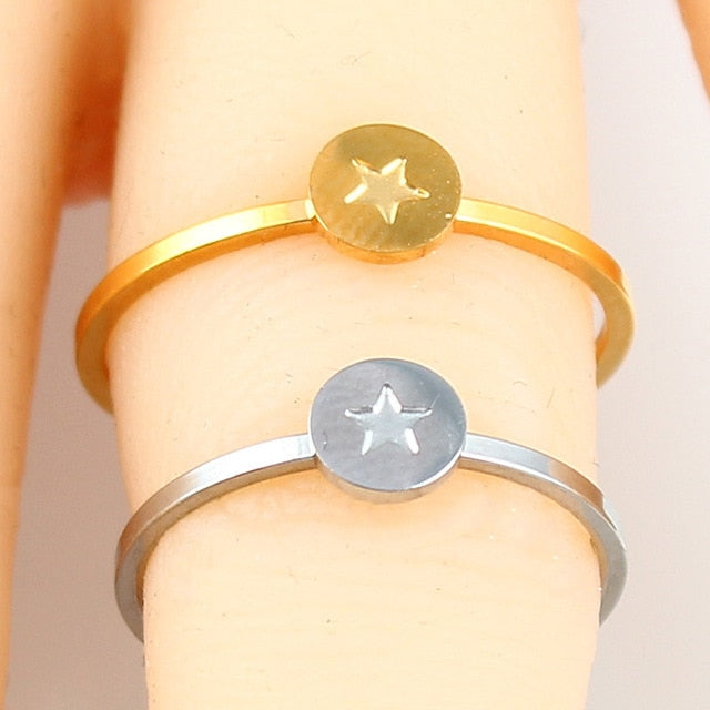 heart letter ring stainless steel jewelry ringen for accessories silver gold finger ring set  jewellery female