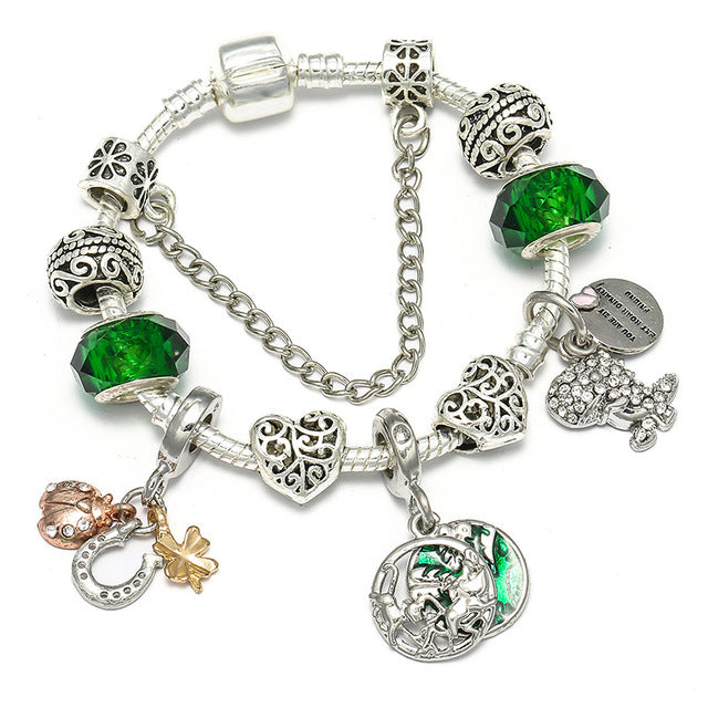 TOGORY Dropshipping Pink Lovely Mickey Pendant Beads Charm Bracelets For Women Cartoon Minnie Fine Bracelets Children Girls