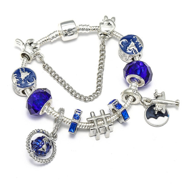 TOGORY Dropshipping Pink Lovely Mickey Pendant Beads Charm Bracelets For Women Cartoon Minnie Fine Bracelets Children Girls