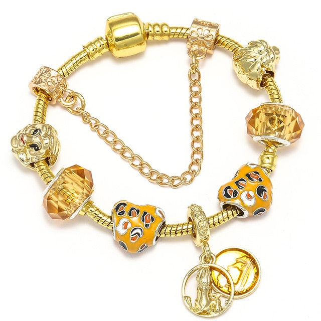 TOGORY Dropshipping Pink Lovely Mickey Pendant Beads Charm Bracelets For Women Cartoon Minnie Fine Bracelets Children Girls