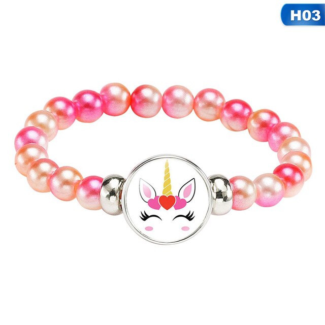 Trendy Unicorn Beads Bracelets 18mm Snap Holder Buttons Dome Cabochon Unicorn Charms Bracelet Jewelry Girls Women Boy Gift
