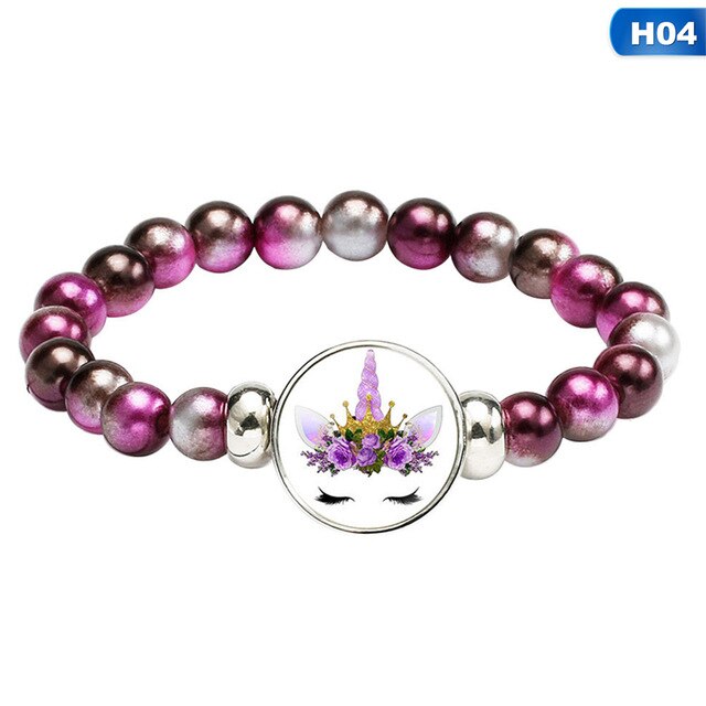 Trendy Unicorn Beads Bracelets 18mm Snap Holder Buttons Dome Cabochon Unicorn Charms Bracelet Jewelry Girls Women Boy Gift