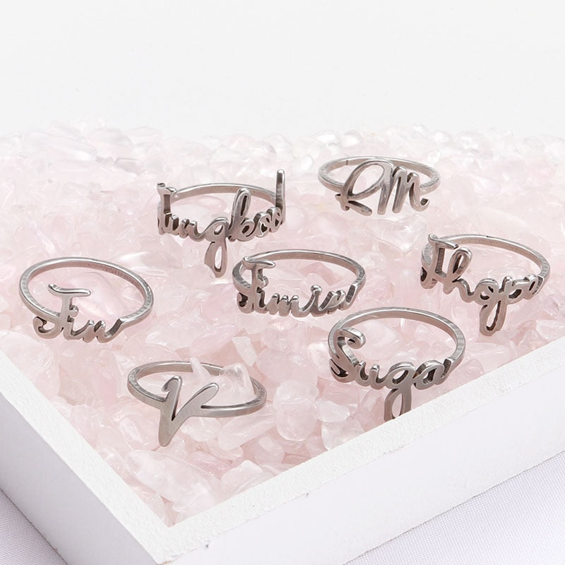 1Pcs KPOP Wave Alloy Silver Rings for Men Women Fashion Jewelry Ring Accessories Fans Decoration Gifts