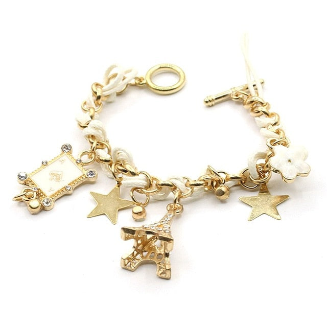 New Girls Lovely Five Pointed Star Charms Alloy Bracelet Korean Fashion Women Bangles Stylish Jewelry Accessories Birthday Gifts