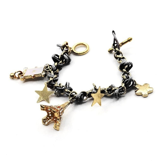 New Girls Lovely Five Pointed Star Charms Alloy Bracelet Korean Fashion Women Bangles Stylish Jewelry Accessories Birthday Gifts