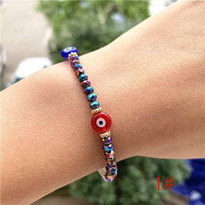 Fashion Elastic Turkish Eye Bead Charms Bracelets for Women Girl Friendship Acrylic Charm Bracelets Gift Party Accessories