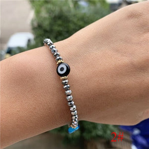 Fashion Elastic Turkish Eye Bead Charms Bracelets for Women Girl Friendship Acrylic Charm Bracelets Gift Party Accessories