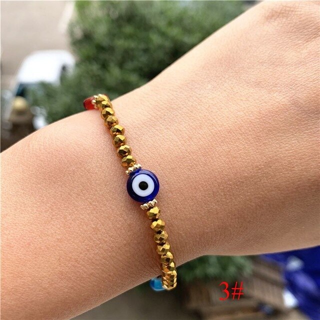 Fashion Elastic Turkish Eye Bead Charms Bracelets for Women Girl Friendship Acrylic Charm Bracelets Gift Party Accessories