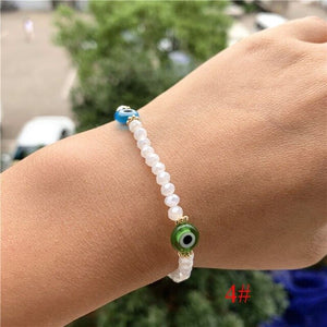 Fashion Elastic Turkish Eye Bead Charms Bracelets for Women Girl Friendship Acrylic Charm Bracelets Gift Party Accessories