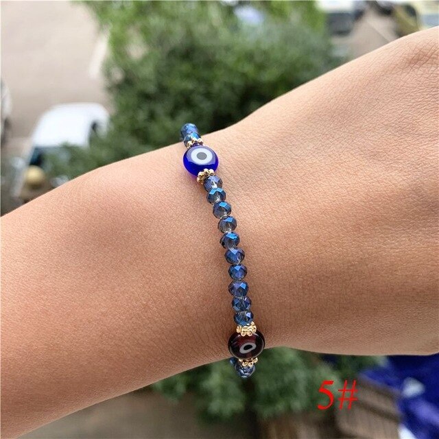 Fashion Elastic Turkish Eye Bead Charms Bracelets for Women Girl Friendship Acrylic Charm Bracelets Gift Party Accessories