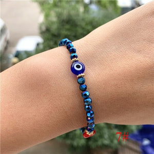 Fashion Elastic Turkish Eye Bead Charms Bracelets for Women Girl Friendship Acrylic Charm Bracelets Gift Party Accessories