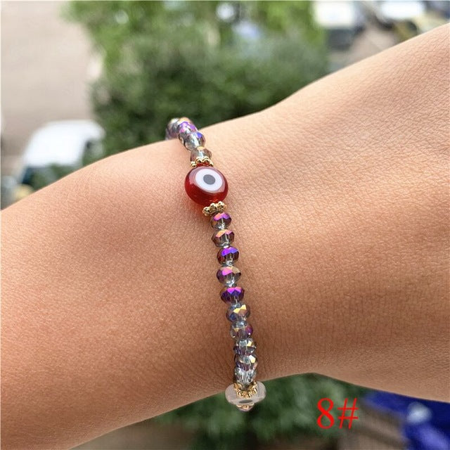 Fashion Elastic Turkish Eye Bead Charms Bracelets for Women Girl Friendship Acrylic Charm Bracelets Gift Party Accessories