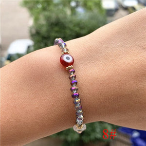 Fashion Elastic Turkish Eye Bead Charms Bracelets for Women Girl Friendship Acrylic Charm Bracelets Gift Party Accessories