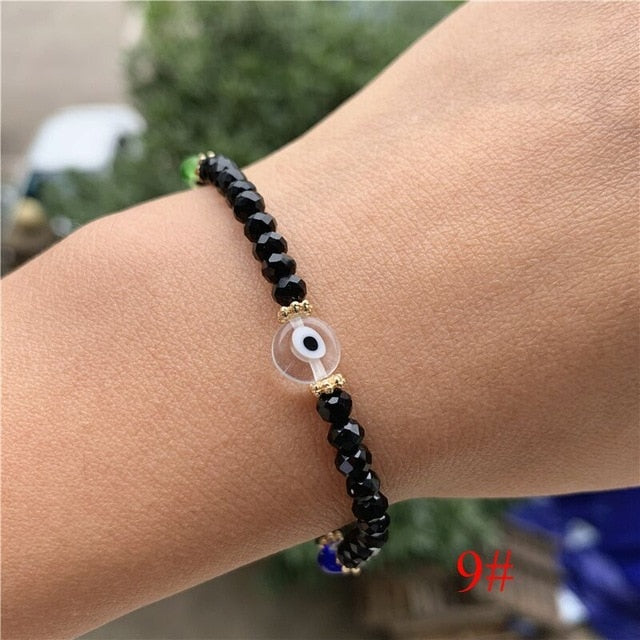 Fashion Elastic Turkish Eye Bead Charms Bracelets for Women Girl Friendship Acrylic Charm Bracelets Gift Party Accessories