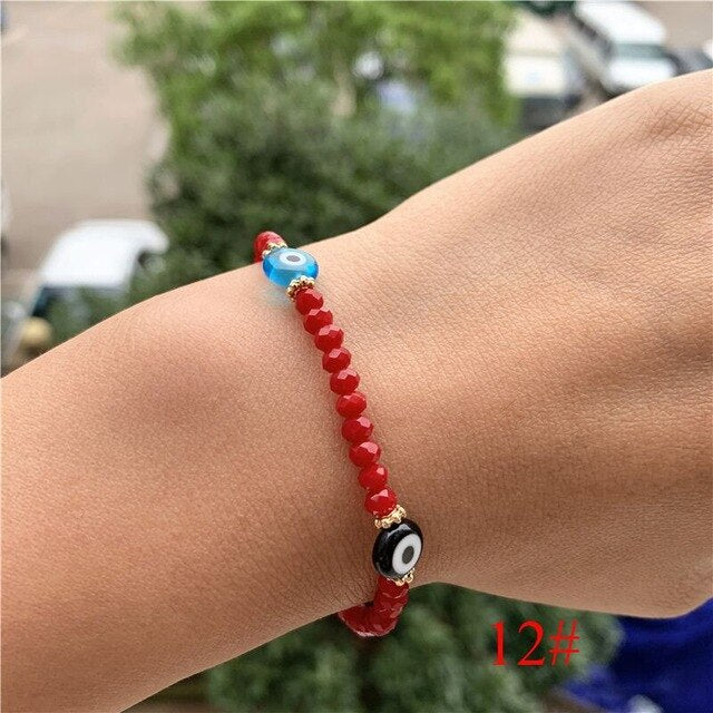 Fashion Elastic Turkish Eye Bead Charms Bracelets for Women Girl Friendship Acrylic Charm Bracelets Gift Party Accessories