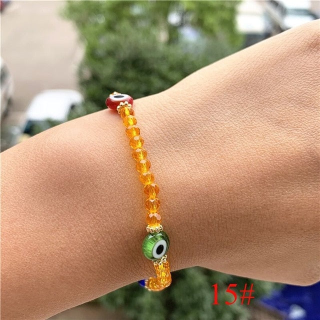 Fashion Elastic Turkish Eye Bead Charms Bracelets for Women Girl Friendship Acrylic Charm Bracelets Gift Party Accessories