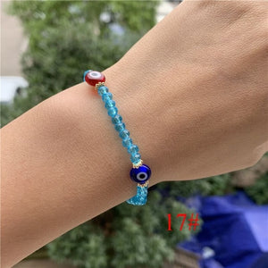 Fashion Elastic Turkish Eye Bead Charms Bracelets for Women Girl Friendship Acrylic Charm Bracelets Gift Party Accessories