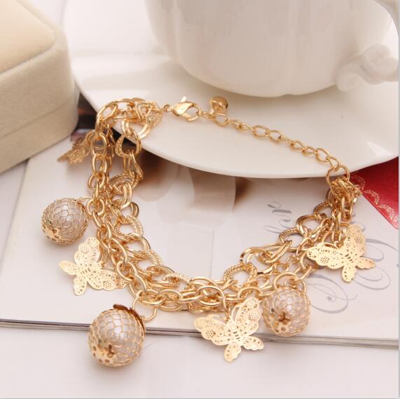 MINHIN Sweety Butterfly Decoration Charming Bracelet For Girl New Design Multi Layers Chain Bracelet Perfect Banquet Accessory