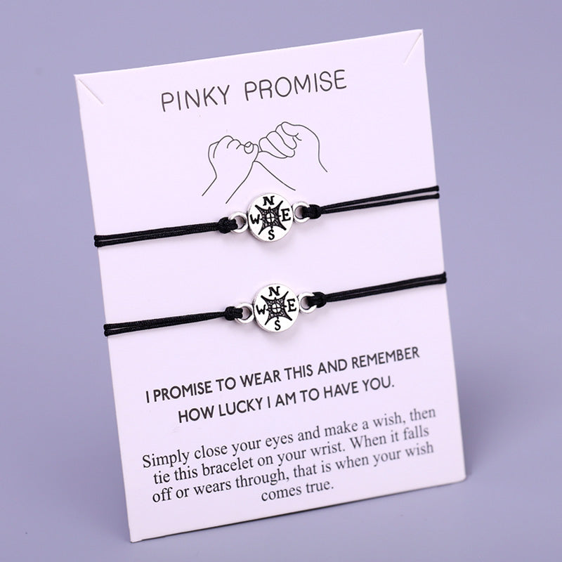 A Set-Pinky Promise Compass Bracelets Best Friends Mother Daughters Women Jewelry Christmas Gift Drop Shipping