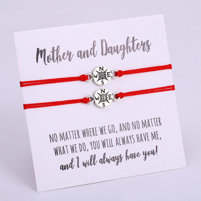A Set-Pinky Promise Compass Bracelets Best Friends Mother Daughters Women Jewelry Christmas Gift Drop Shipping
