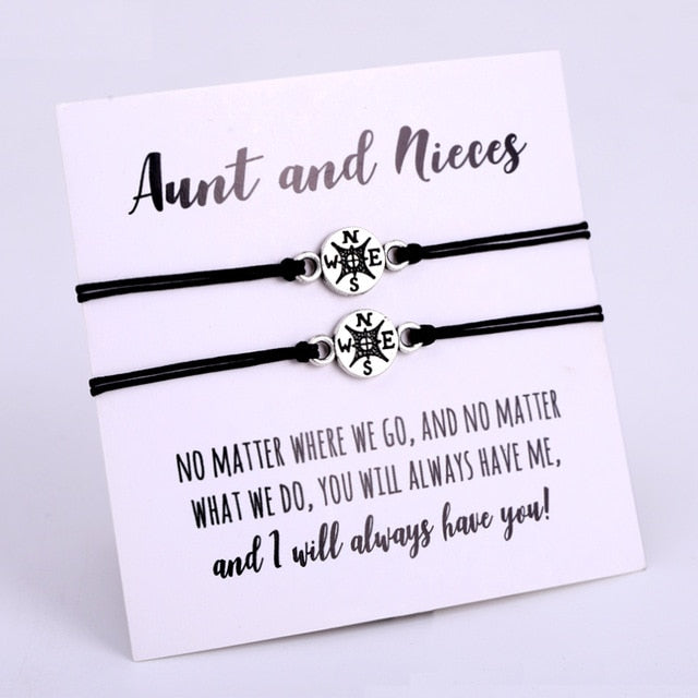 A Set-Pinky Promise Compass Bracelets Best Friends Mother Daughters Women Jewelry Christmas Gift Drop Shipping