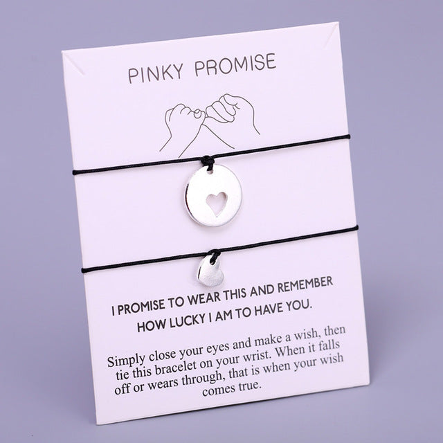 A Set-Pinky Promise Compass Bracelets Best Friends Mother Daughters Women Jewelry Christmas Gift Drop Shipping