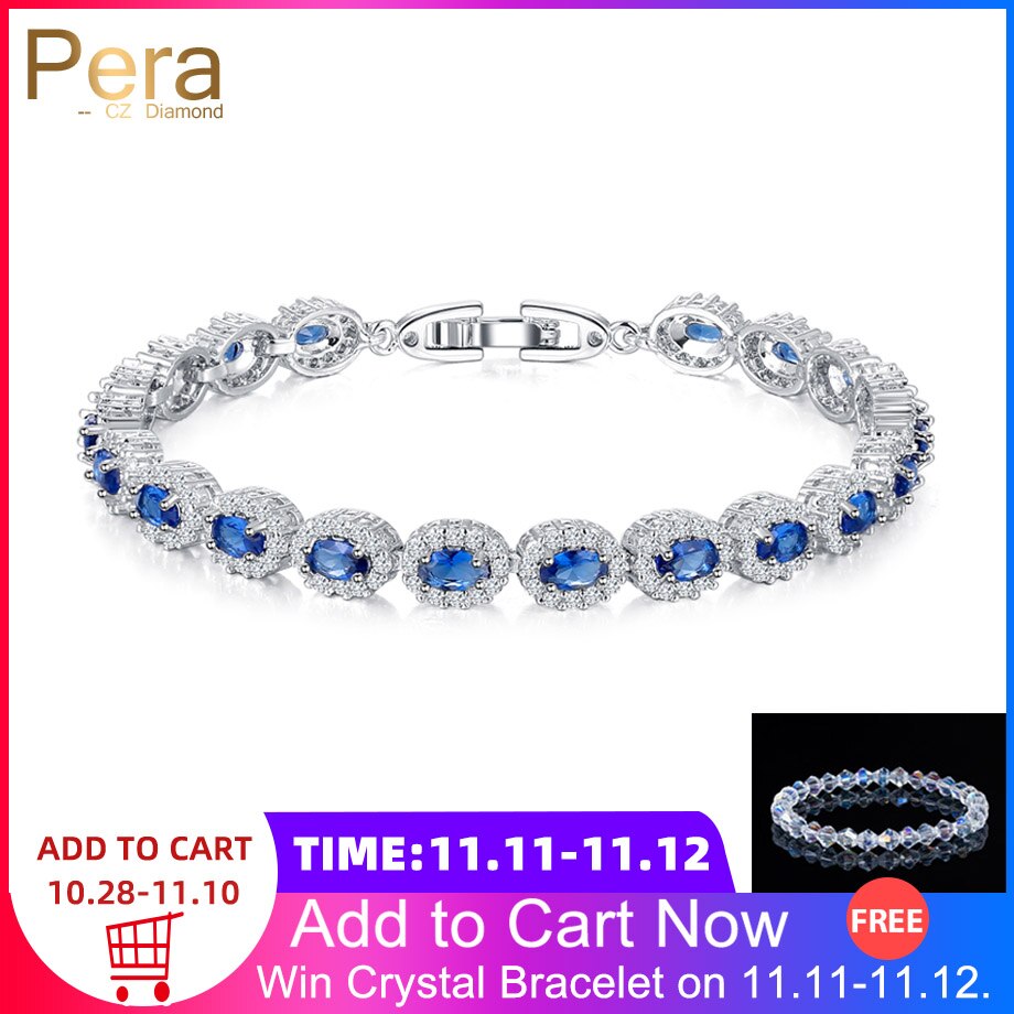 Fashion Women Sterling Silver 925 Jewelry Summer Design Dark Blue Cubic Zirconia Crystal Marquise Bracelet For Mother Day B070