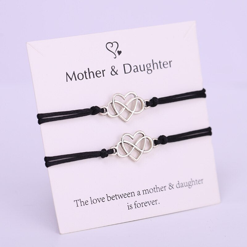(A SET) Mother Daughter Infinity Heart Bracelets Adjustable Rope Bracelet Women Girl Fashion Jewelry Drop Shipping