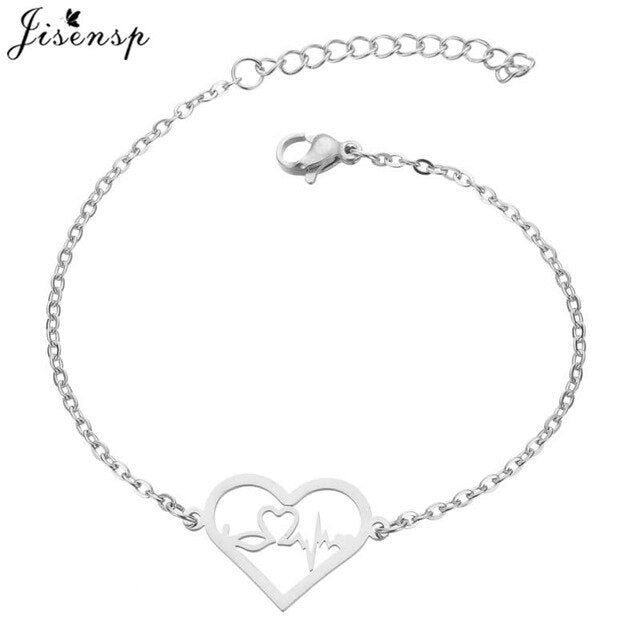 Jisensp Fashion Stainless Steel Figure Family Bracelets With Daughter Son Charm Adjustable Gold Bracelets for Kids Mother Gift