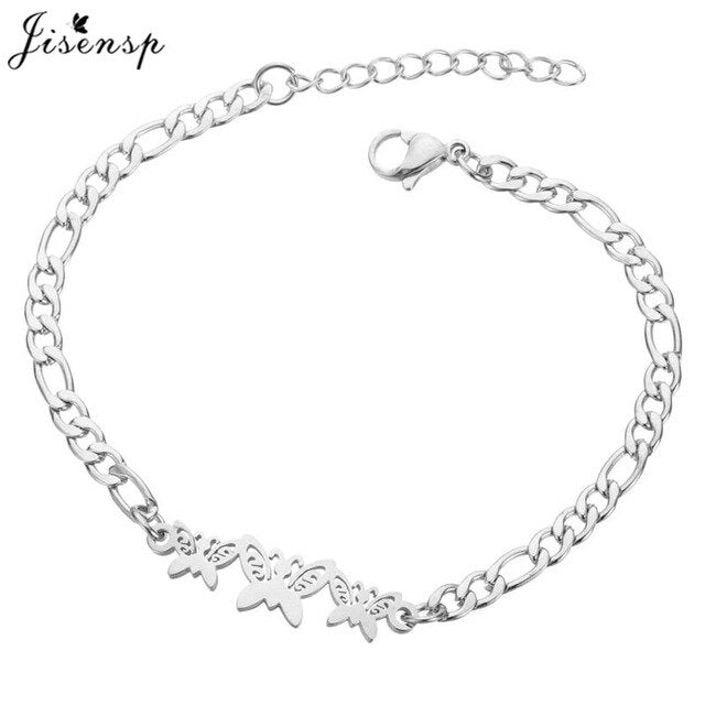 Jisensp Fashion Stainless Steel Figure Family Bracelets With Daughter Son Charm Adjustable Gold Bracelets for Kids Mother Gift
