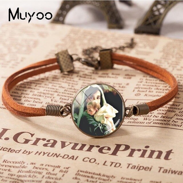 2018 New Mother And Children Leather Bracelet Baby with Mommy Bracelets Glass Dome Cabochon Jewelry Mother's Day Gift