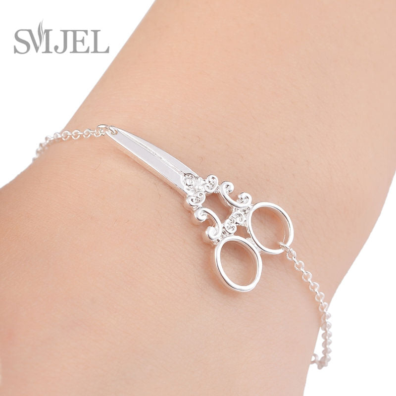SMJEL Personalized Scissors Bracelets For Women and Girls Elegant Shears Chain Bracelet femme Mother Birthday Gift