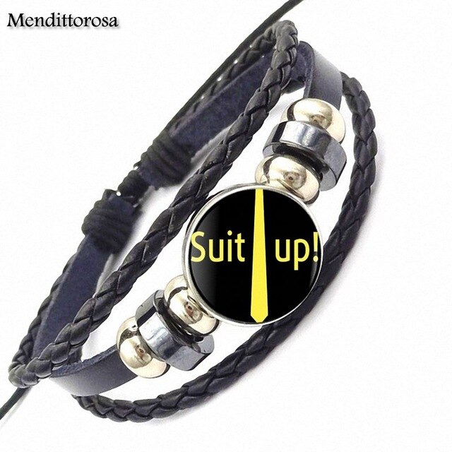 How I Met Your Mother Umbrella Yellow 2017 Retro Style Jewelry With Glass Cabochon Black Leather Bracelet Bangle For Unisex